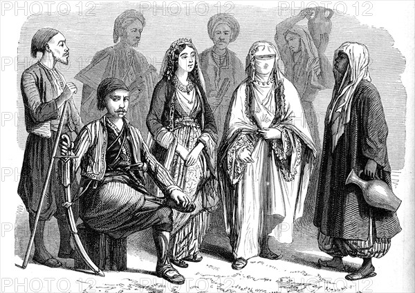 Anatolian people wearing traditional costumes- 19th century