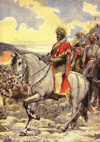 Negus Menelik II at the battle of Adoua (Ethiopia)