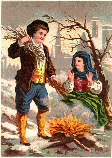 Chromo Ponvert représentant l'hiver. 1905