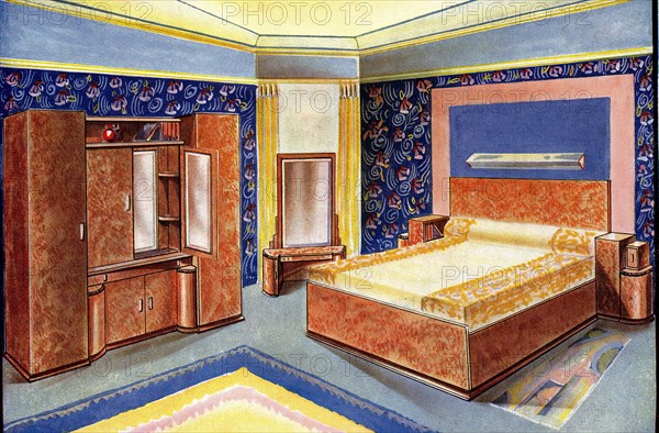 Décor chambre à coucher moderne 1930