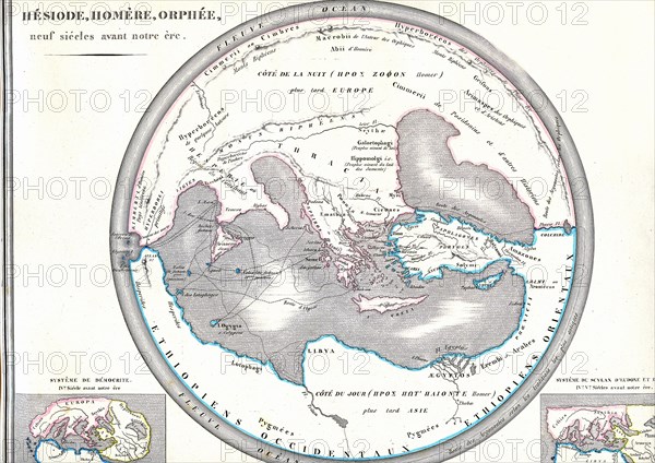 Carte primitive des Grecs, 9 siècles avant notre ère