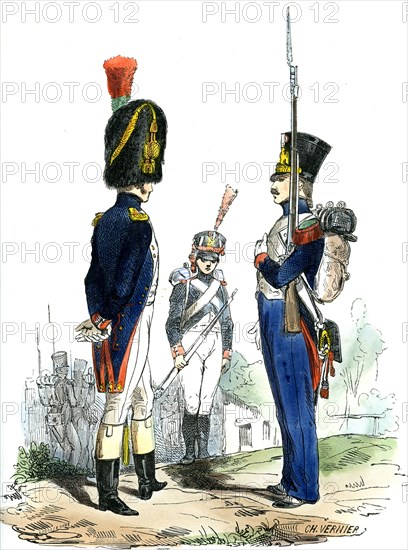 Officier et chasseur fusilier à pied