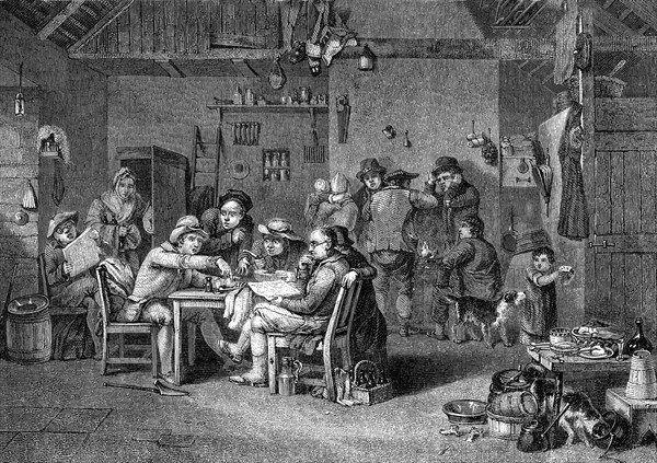 Les politiciens du village d'après David Wilkie, Angleterre