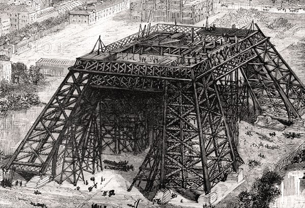 Construction du premier étage Tour Eiffel-1889