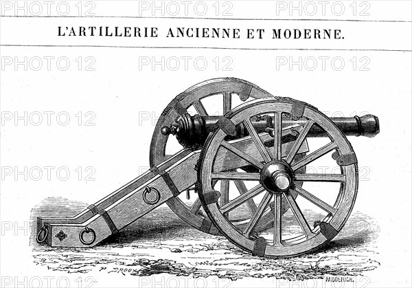 Old and modern artillery.Swedish cannon.From " Les Merveilles de la Science "
By Louis Figuier, Paris 1869