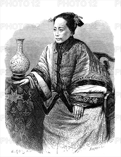 Noble Lady tartare from Beijing. China. Design by E. Ronjat.
1873                        ( le  Tour du Monde )