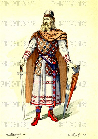The king Henry in " Lohengrin " romantic opera by Richard Wagner.The play started in 1850 in Weimar, Germany. Design Eugene Mesples
1850
