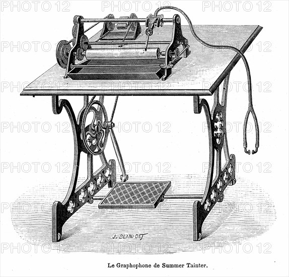 The Graphophone of Charles Sumner Tainter, american engineer and inventor
( 1854-1940 ) collaborate with Graham Bell.
1891