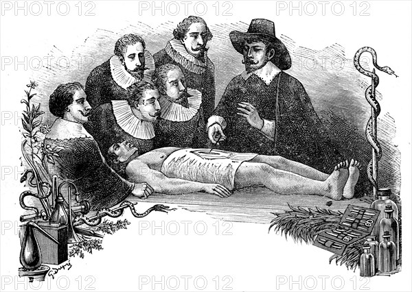 Anatomy lesson." Illustrated medecine " journal published in november 1887
by Dr. Gerard . (1887 weekly )