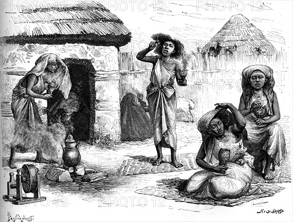 Fumigation and beauty care of Somali women. Africa.  (1885TdM 2s )
1885