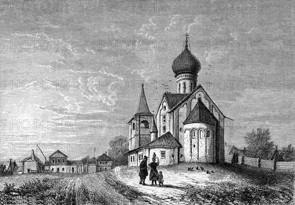 A church in a russian village in 1865