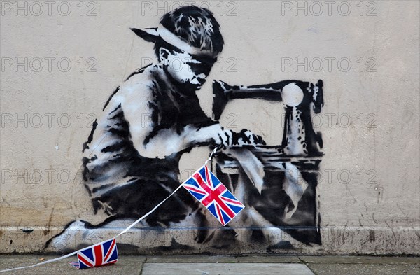 The work 'Slave Labour' from Graffiti Artist Banksy, London UK