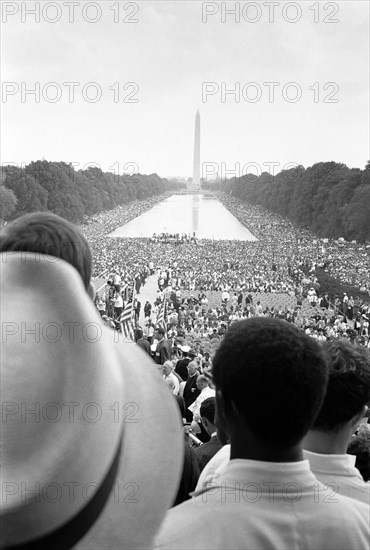 On August 28, 1963, more than 200,000 Americans gathered in Washington, D.C., for a political rally known as the March on Washington for Jobs and Freedom. Civil rights march on Washington, D.C. Photograph shows a crowd of African Americans and whites surr
