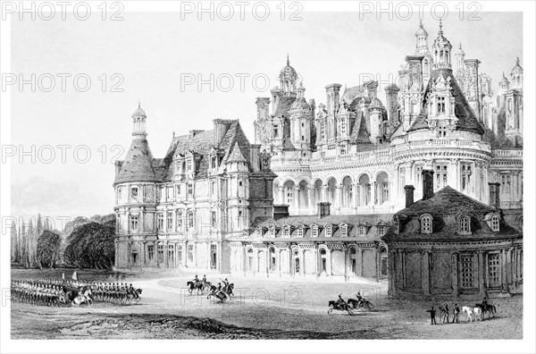 Parade militaire devant le château de Chambord