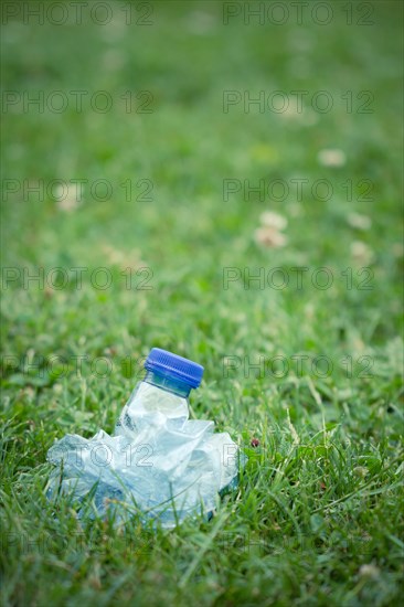 plastic bottle of water compressed, crushed