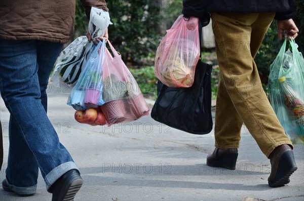 shopping with plastic bags