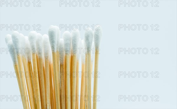 Cotton sticks isolated on white background with copy space for text.