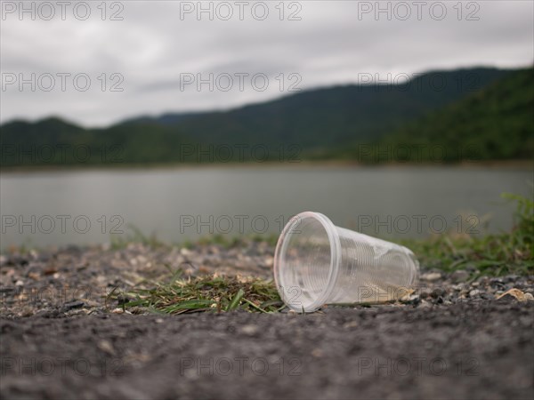 Plastic glasses were left by tourists.