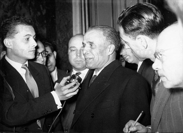 President Habib Bourguiba is interviewed at Hotel Matignon