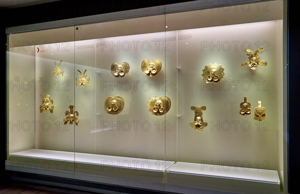 cabinet in Gold Museum or Museo del Oro, Bogota, Colombia, South America