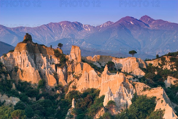 the ancient weathered landscape of Les Orgues France PyrÃ©nÃ©es Orientales Ille sur Tet