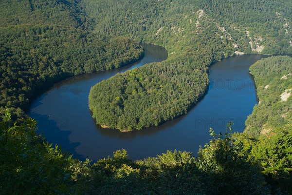 The meander of the sioule river in the auvergne, france, europe near Clermont Ferrand