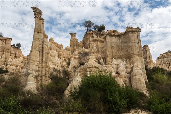 Nature sand columns in Ille-sur-Tet, Pyrenees, France