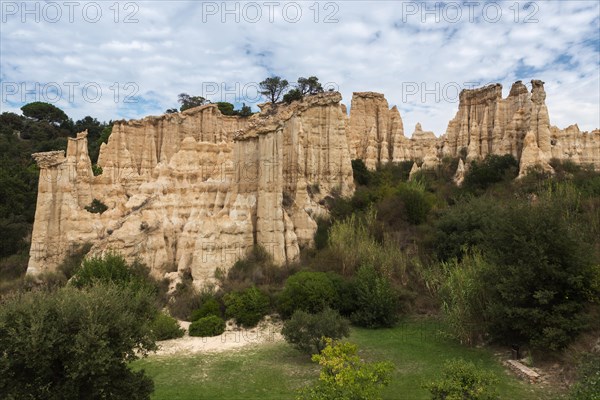 Nature sand columns in Ille-sur-Tet, Pyrenees, France