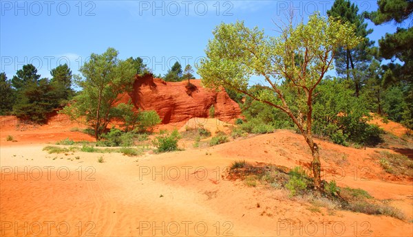 Ochre cliffs in Rustrel in Rustrel, Colorado Provencal, Provence, France