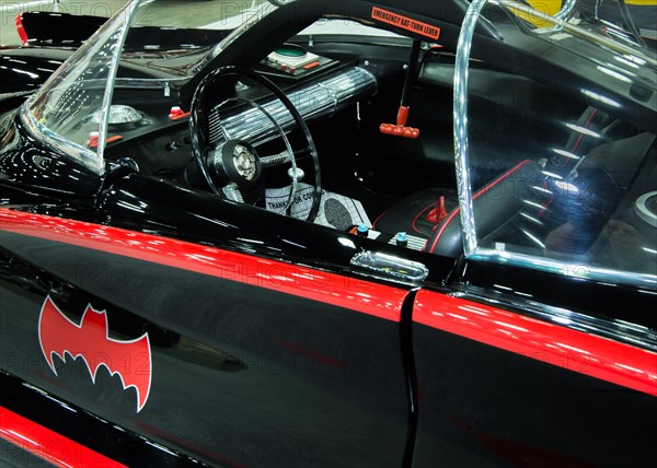 Detroit, USA. 24th Feb, 2017. 1966 Batmobile interior, a 1955 Ford Lincoln Futura concept from the "Batman" TV series, on display at the Detroit Autorama. Credit: Steve Lagreca/Alamy Live News