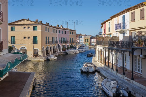 Port Grimaud village and harbour, near St Tropez, Cote d'Azur, Riviera, South of France