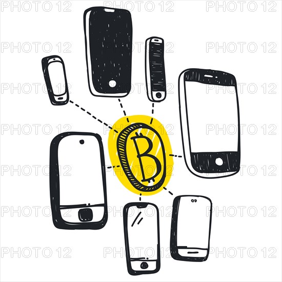 Vector abstract illustration bitcoin technology