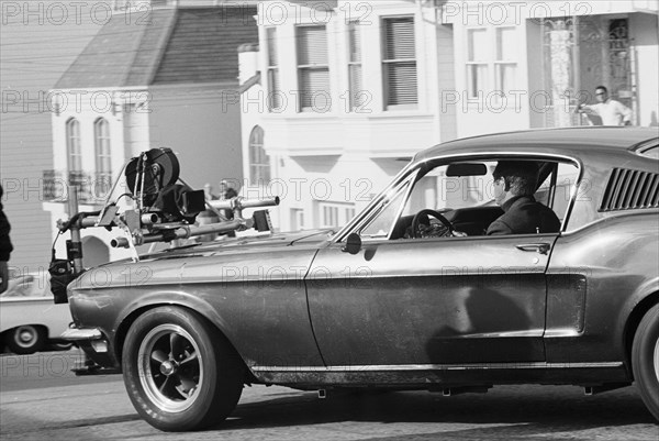 Studio Publicity Still from "Bullitt"  Steve McQueen in a 1968 Ford Mustang  1968 Solar Productions   File Reference # 32914_038THA
