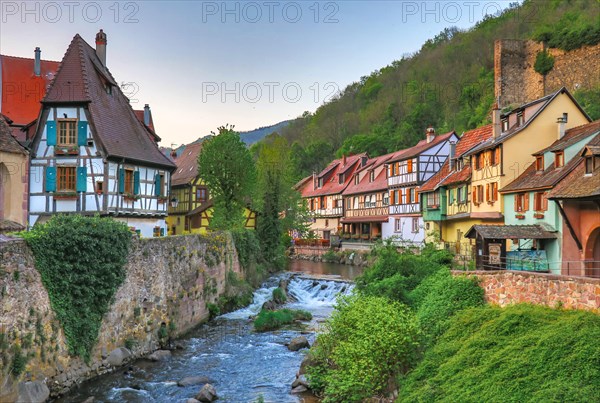 medieval town cityscape of kaysersberg in alsace, france