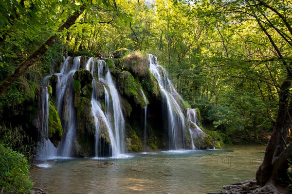 Beautiful waterfalls "cascades des tufs" near Arbois in the Franche Comté area in France
