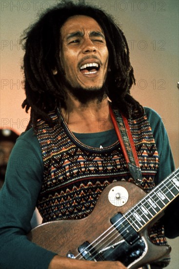 BOB MARLEY (1945-1981) Jamaican reggae musician in  1978