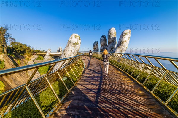 Golden bridge of the Hand of God in da Nang in Vietnam. January 16, 2020.