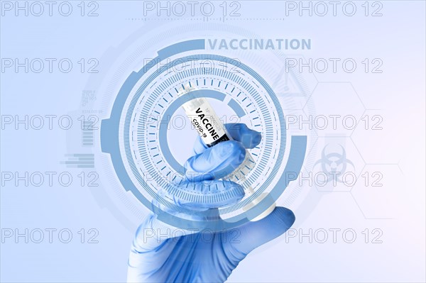 Syringe with the inscription "Vaccine". Coronavirus vaccination
