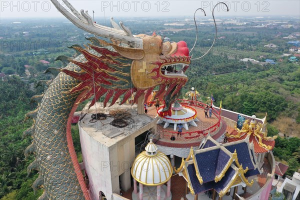 Beautiful view of Wat Samphran Temple in Nakhon Pathom Thailand