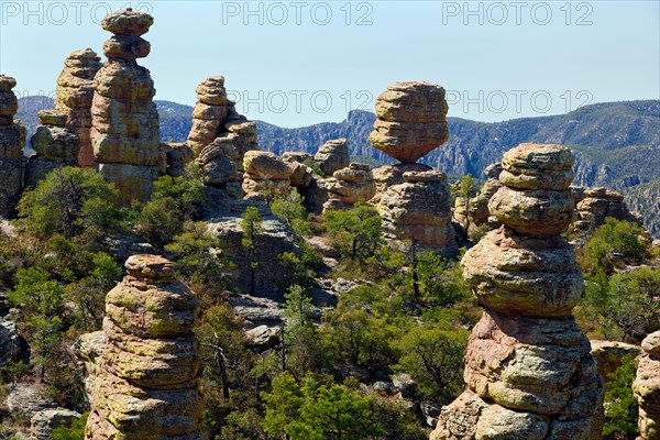 Big Balanced Rock is one of countless lichen covered rock pinnacles in Arizona's remote Chiricahua National Monument.