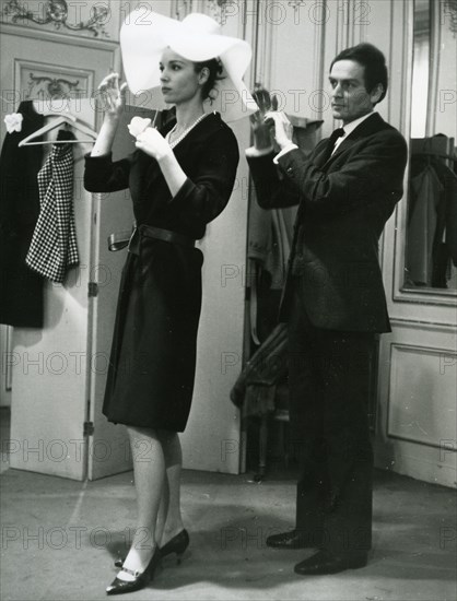 PIERRE CARDIN - French fashion designer at his Paris salon about 1970