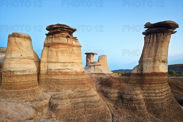 Hoodoos, rock formations in the Alberta Badlands, Drumheller, Alberta, Canada.