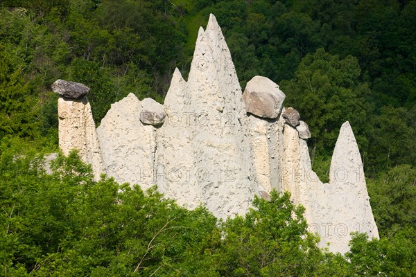 Euseigne, earth pyramids, Switzerland, Europe, canton Valais, nature reserve Val d'Hérens, natural monument, earth pillar, cliff