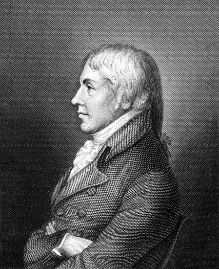 Edward Jenner  (1749-1823) on engraving from 1859. The Father of Immunology. Pioneer of smallpox vaccine.