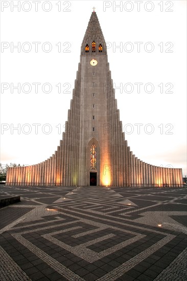 Hallgrímskirkja Church at Night - Reykjavik, Iceland