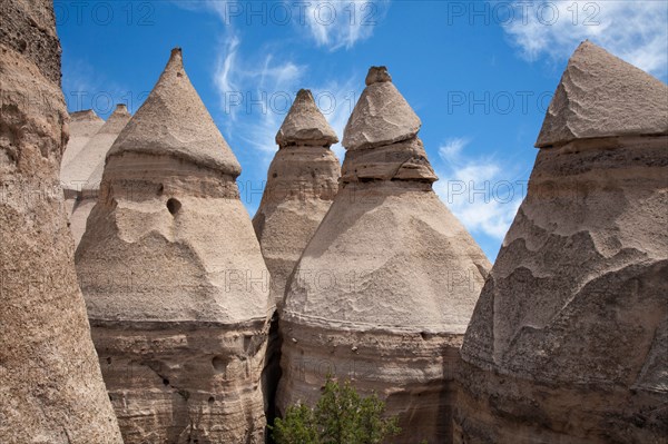 Unusual rock formations along the Slot Canyon Trail in Kasha-Katuwe Tent Rocks National Monument, New Mexico.