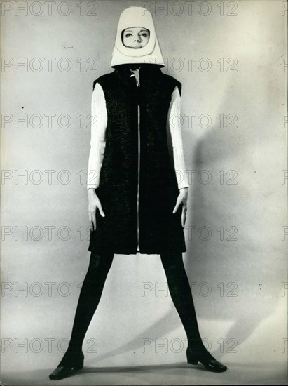 Sep. 09, 1966 - Paris Fashions: Photo shows Black Breitschwanz Astrakhan coat designed by famous French Couturier Pierre Cardin.