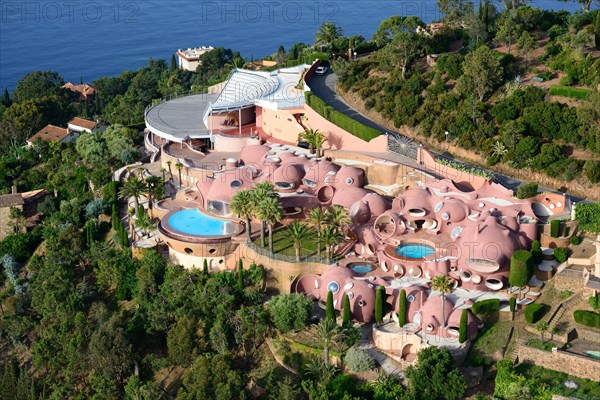 PALAIS BULLES (aerial view). Théoule-sur-Mer, Estérel Massif, Alpes-Maritimes, French Riviera, France.