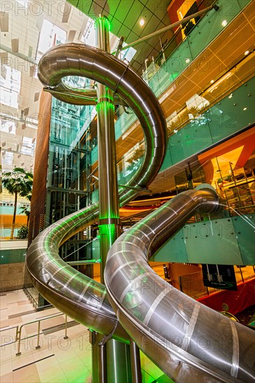 Four-story slide in the public (non security) area of Changi, Singapore's international airport.