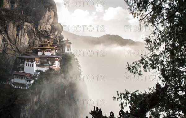 Tigers Nest Monastery (Paro Taktsang) also known as Taktsang Palphug Monastery, in Paro Valley, Bhutan. Taken at sunrise.